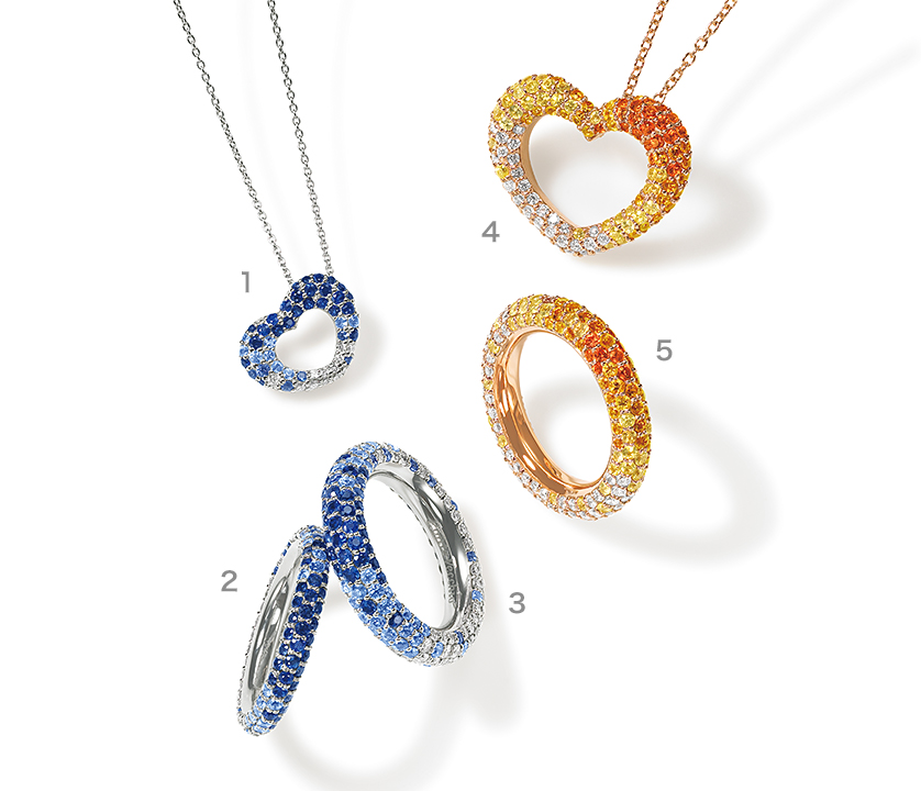 ETERNO FAMILY（エテルノ・ファミリー） ブルー、 オレンジ&イエロー ネックレス リング 商品詳細番号