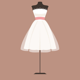 ウェディングドレス　ベルライン、ミニ