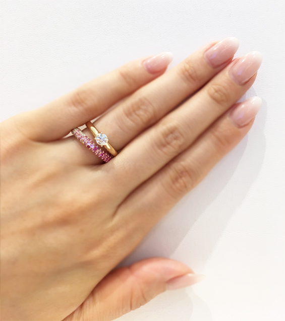 ポンテヴェキオ　Ponte Vecchio 婚約指輪　重ね着け